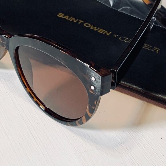 Saint Owen Curateur Wylde Sunglasses Cat Eye Tortoise Brown Lens Italy UV400 NWT